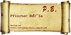 Pfiszter Béla névjegykártya