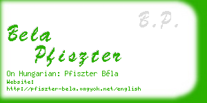 bela pfiszter business card